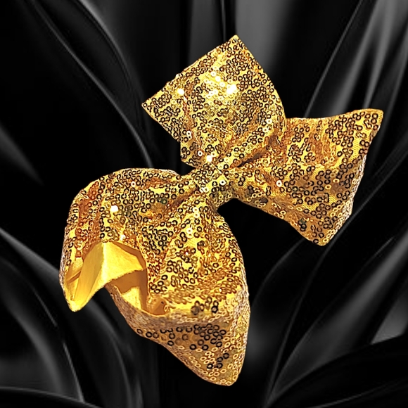 🌲10/$20. New Gold Sequin Hair Bow. 7" - Picture 5 of 8